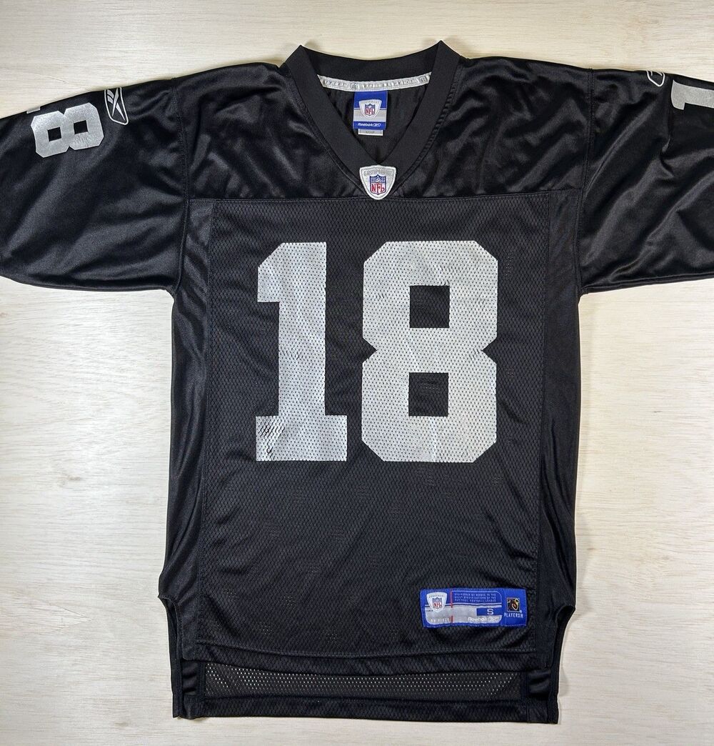 Vintage Reebok NFL Oakland Raiders Randy Moss 18 Football Jersey Mens S